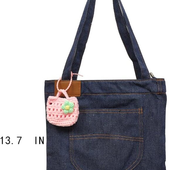 Women Denim Bow-tie Tote Shoulder Sling Hand Bags - Picture 3 of 5
